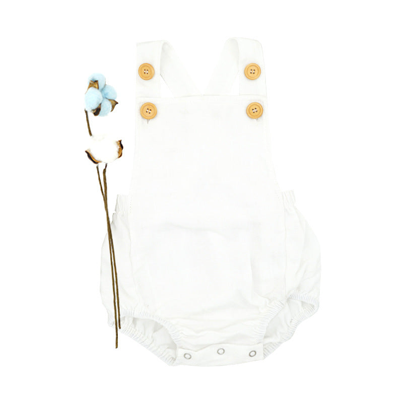 Solid Color Linen Boy Gentleman Suspender Bodysuit