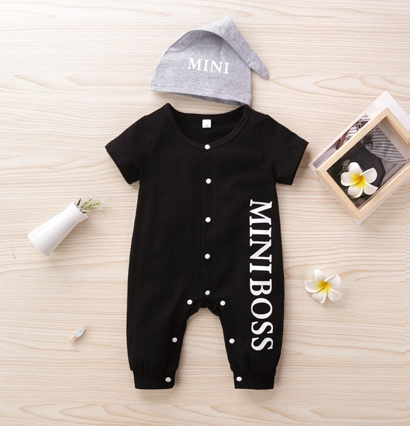 Baby Alphabet Printed Jumpsuit Baby Ha-Yi Climbing Suit