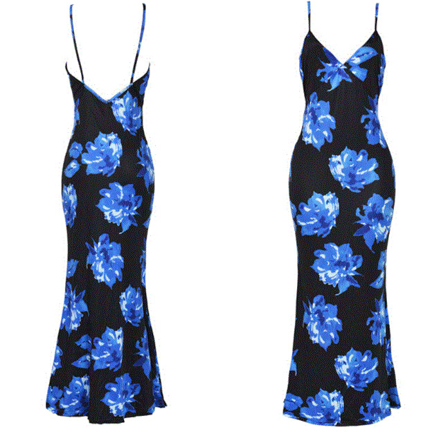 Spring European and American Women's Sexy Printed Sling Dress Party Dress