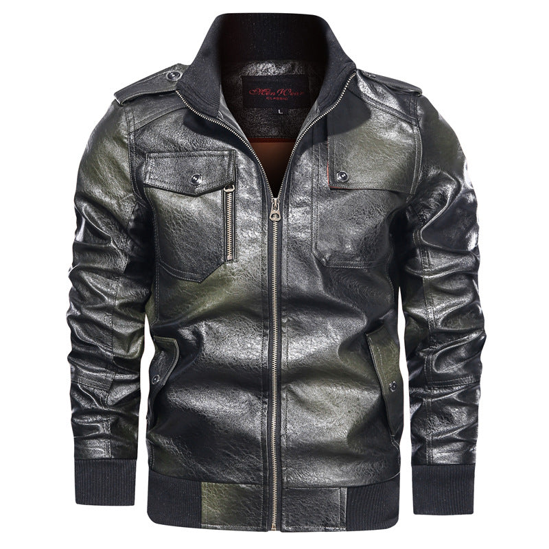 Men s Autumn And Winter Leather Jacket Motorcycle Jacket