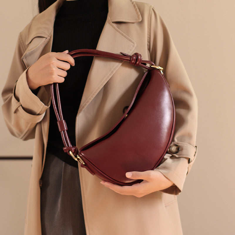 Simple Casual One-Shoulder Crescent Knotted Handbag
