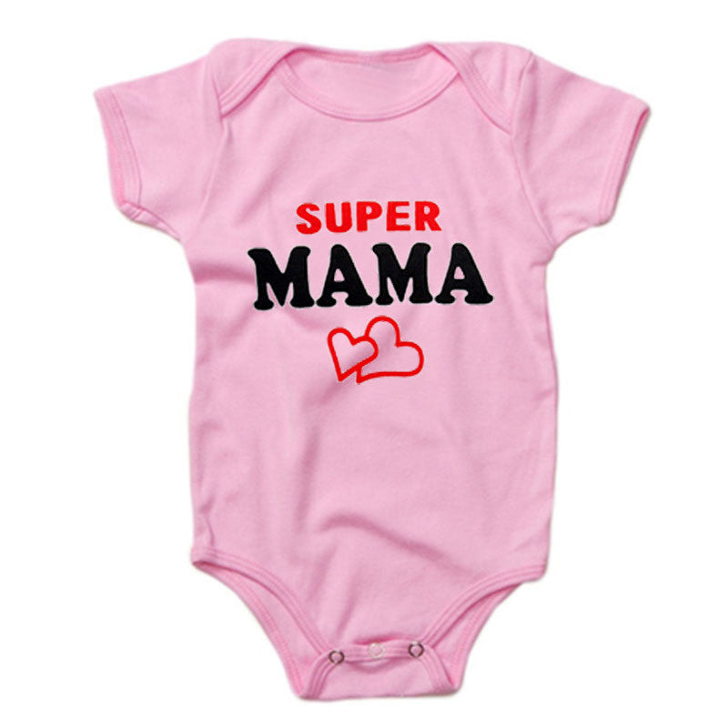 DERMSPE  Funny Super Mama Papa Printed Baby Romper New Fashion Boys Girls Jumpsuit Soft Short Sleeved O Neck Bodysuit 0-24M