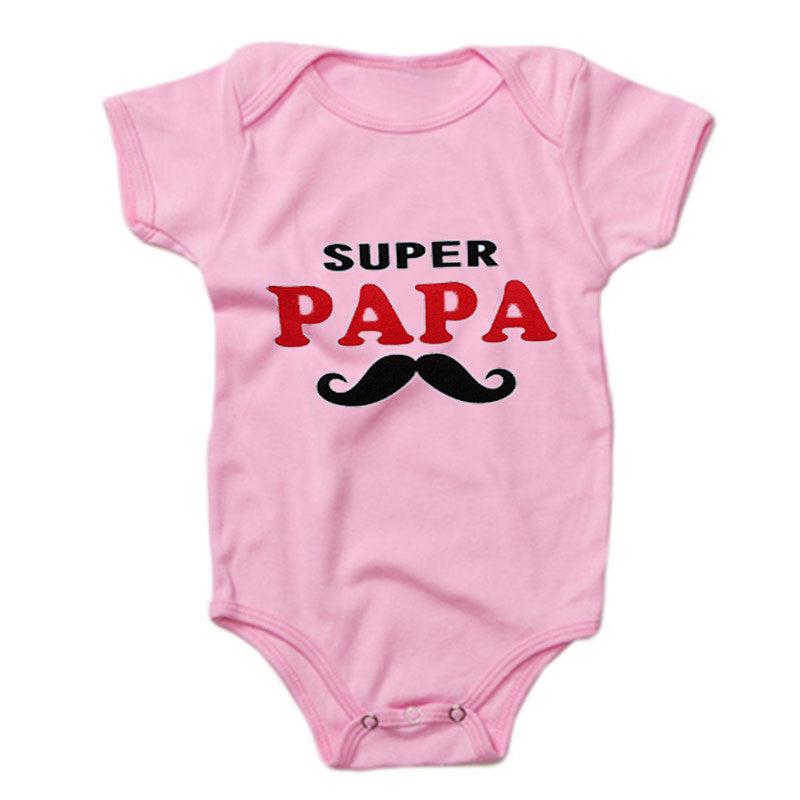 DERMSPE  Funny Super Mama Papa Printed Baby Romper New Fashion Boys Girls Jumpsuit Soft Short Sleeved O Neck Bodysuit 0-24M
