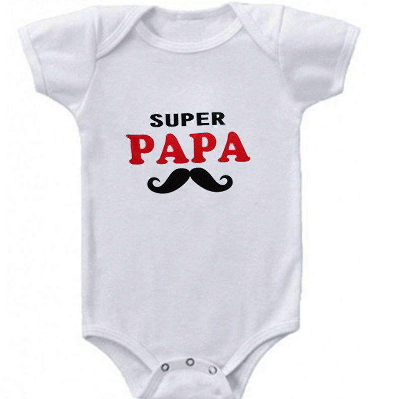 DERMSPE  Funny Super Mama Papa Printed Baby Romper New Fashion Boys Girls Jumpsuit Soft Short Sleeved O Neck Bodysuit 0-24M