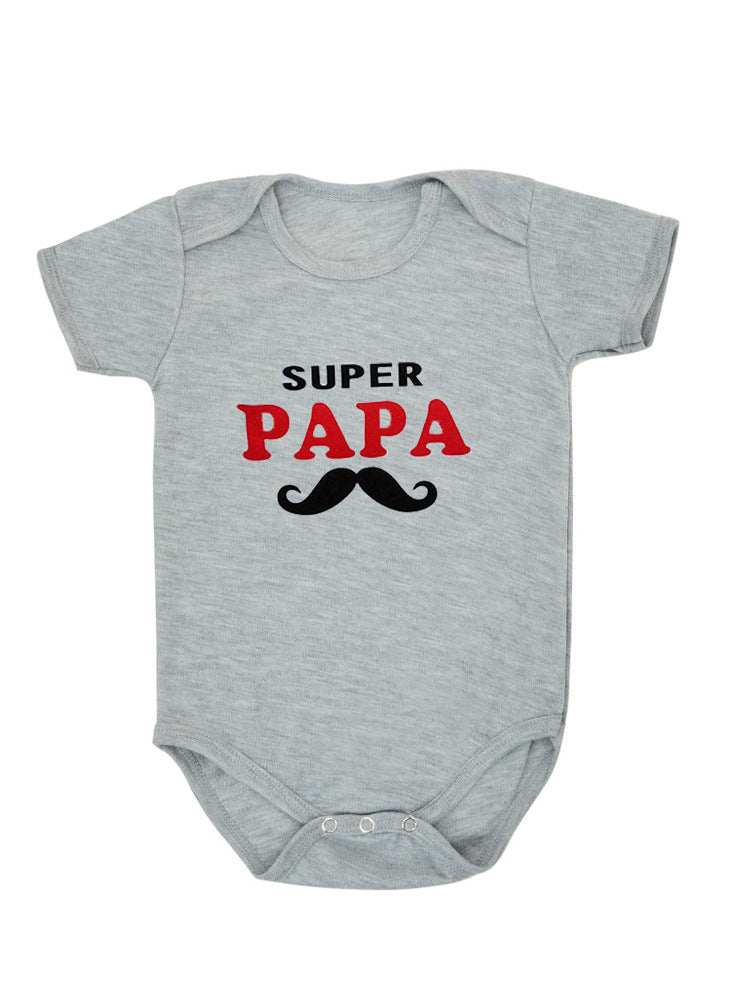 DERMSPE  Funny Super Mama Papa Printed Baby Romper New Fashion Boys Girls Jumpsuit Soft Short Sleeved O Neck Bodysuit 0-24M