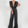 Deep V Sexy High Waist Wide Leg Trousers OL European And American Jumpsuit