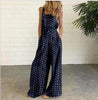 Cotton And Linen Printed Button Trim Suspenders Jumpsuit