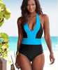 Foreign Trade New Style One-Piece Ladies Swimsuit European And American Sexy Color Matching Bikini One-Piece Swimsuit