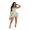 European And American Women'S Spring And Summer Solid Color Vest Lotus Leaf Fungus Jumpsuit