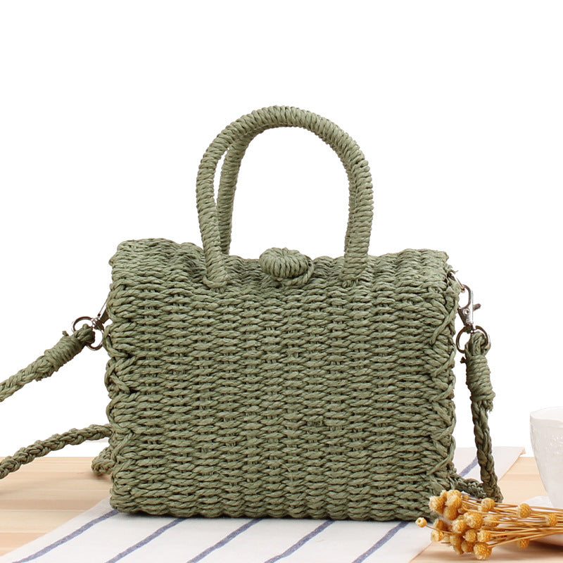 Crossbody Carrying Casual Straw Beach Bag