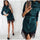 Woman Sexy Lace Button Patchwork Mini Dress Casual Three Quarter Sleeve Sashes Straight Dresses Spring Autumn Female Party Dress