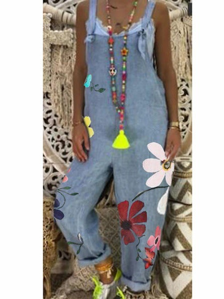 Ladies Big Daisy Print Camisole Trousers