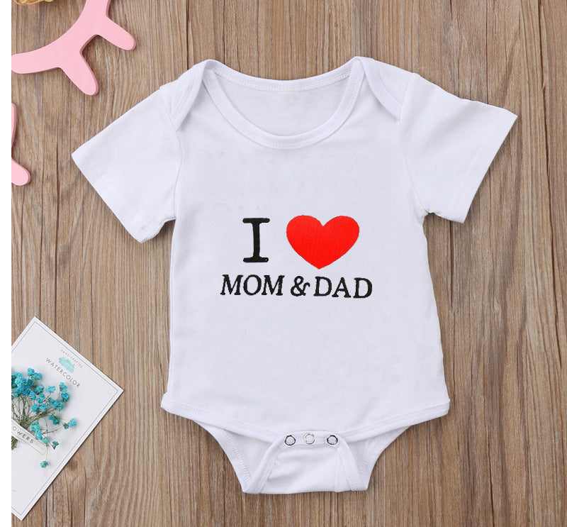 Summer Baby One-piece Short-sleeved Letter Print Romper Newborn Triangle Romper