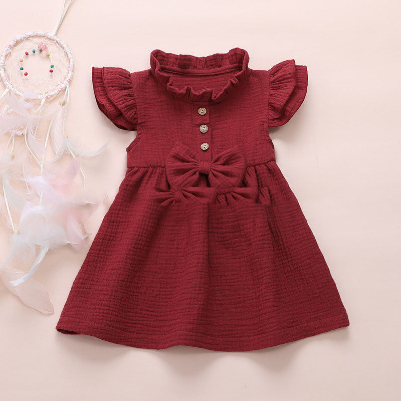 Aliexpress Hot Style Girls Summer Cotton And Linen Flying Sleeve Long Skirt 6-Color Factory Direct Approval