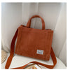 One-Shoulder Crossbody Corduroy Canvas Bag