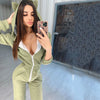 Women Lounge Wear Cotton Solid Jumpsuit Sports Casual Rompers Female Long Sleeve Pocket