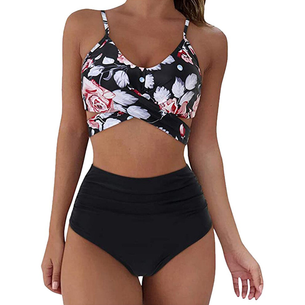 Two-Piece Cross High Waist Split Swimsuit