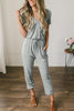 Lace-up V-neck Short-sleeved Slim Women's Jumpsuit