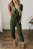 Lace-up V-neck Short-sleeved Slim Women's Jumpsuit
