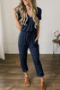 Lace-up V-neck Short-sleeved Slim Women's Jumpsuit