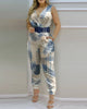 European And American V-Neck Jumpsuit Without Belt