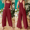 Women's Solid Color Side Pocket Loose Overalls