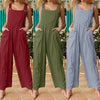 Women's Solid Color Side Pocket Loose Overalls
