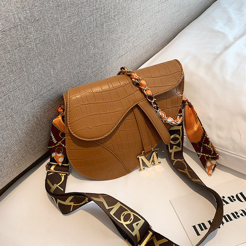 Candy Color Saddle Bag Women's Fashion Silk Scarf Accessories