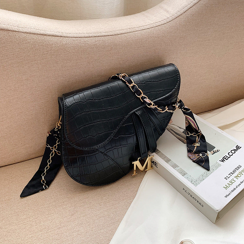 Candy Color Saddle Bag Women's Fashion Silk Scarf Accessories