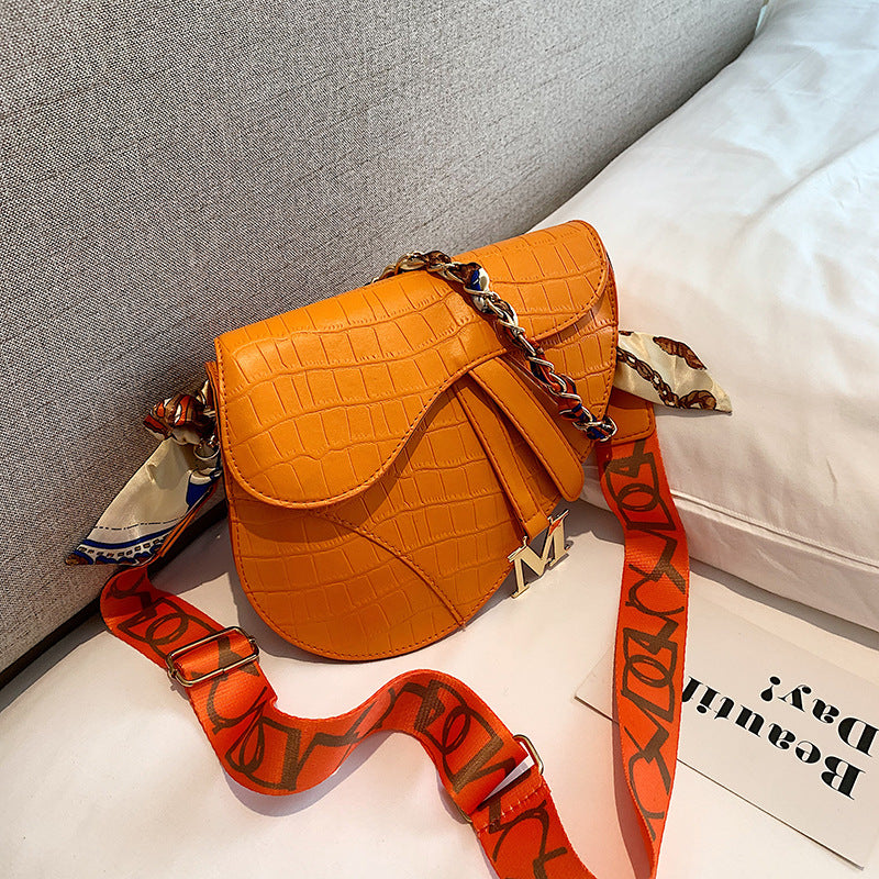 Candy Color Saddle Bag Women's Fashion Silk Scarf Accessories