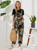 Vintage Butterfly Print Button Pocket Jumpsuit