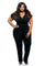 Amazon Wish Ebay Sexy Plus Size V-neck Women's Clothing European And American Foreign Trade Summer Stretch Solid Color Jumpsuit