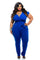 Amazon Wish Ebay Sexy Plus Size V-neck Women's Clothing European And American Foreign Trade Summer Stretch Solid Color Jumpsuit