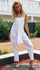 New Style Cotton and Linen Suspender Long Jumpsuit With Loose Waist