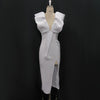 Sexy Deep V Sleeveless Slit High Waist Large Size Slim White Party Dress Women's Dress Dress