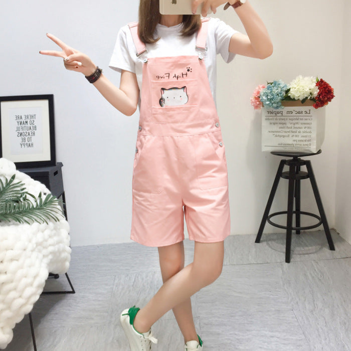 Suspender Shorts Loose Casual All-match Cat Wide-leg Sling Jumpsuit