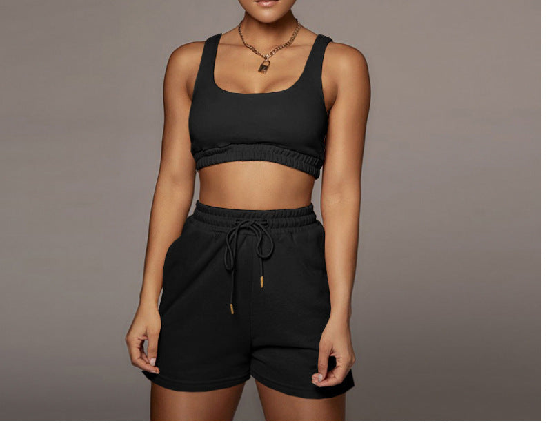 Pure Color Double Vest Shorts Sports