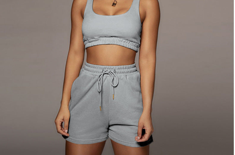 Pure Color Double Vest Shorts Sports