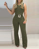 New Solid Color Sleeveless Tight-fitting Trousers-belted