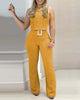 New Solid Color Sleeveless Tight-fitting Trousers-belted