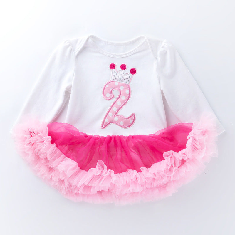 Birthday One-piece Dress Factory Outlet For Baby 0-2 Years Old Festive Romper Dress