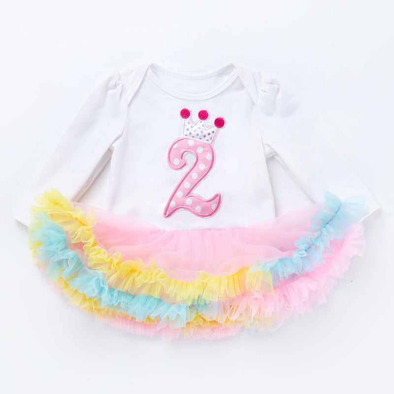 Birthday One-piece Dress Factory Outlet For Baby 0-2 Years Old Festive Romper Dress
