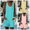 Women's Cotton And Linen Suspenders Jumpsuit