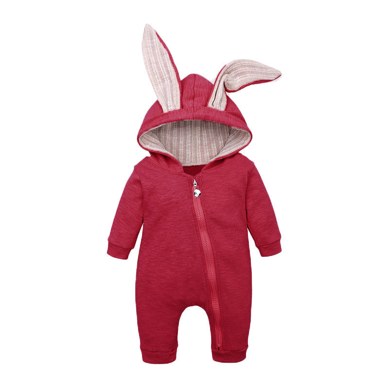 Big ears bunny one-piece l hooded zipper romper romper