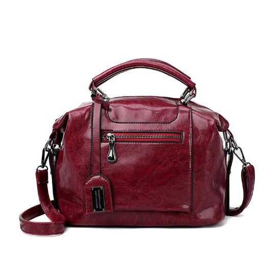 Oil-wax leather lady's bag, soft leather handbag, shoulder bag, oblique Bag