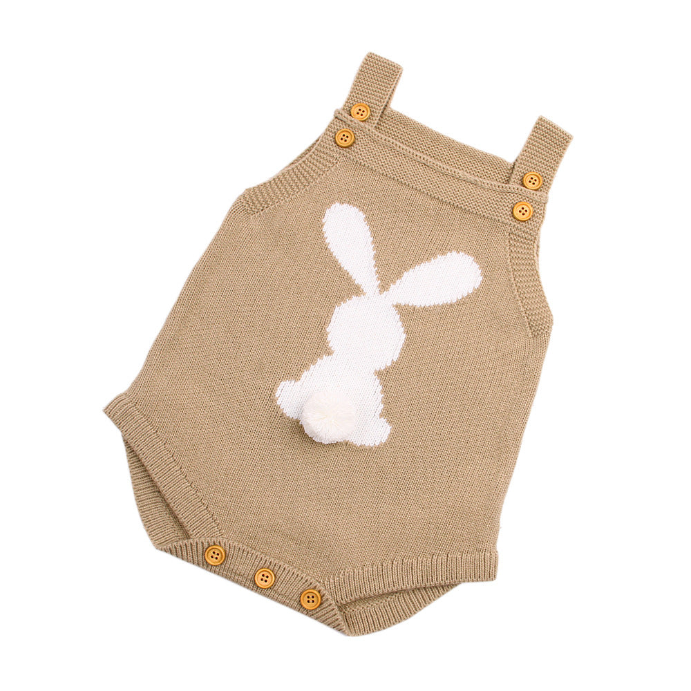 Cartoon Rabbit knitted Strap One-Piece Climbing Suit