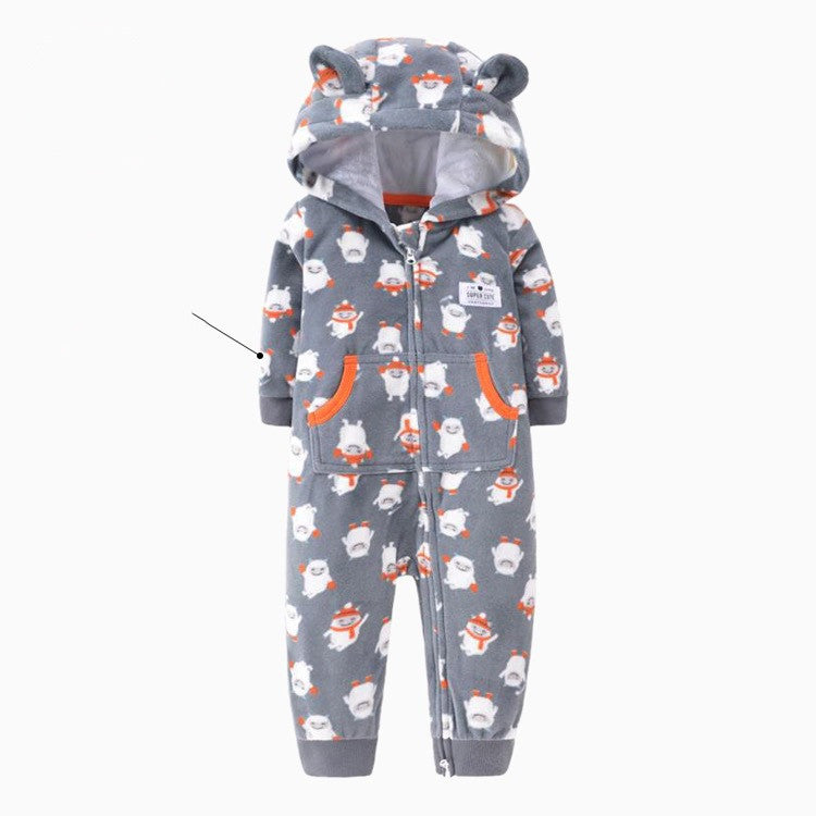Single layer polar fleece romper zipper shirt