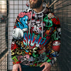 3D Digital Printing Loose Hooded Sweatshirt