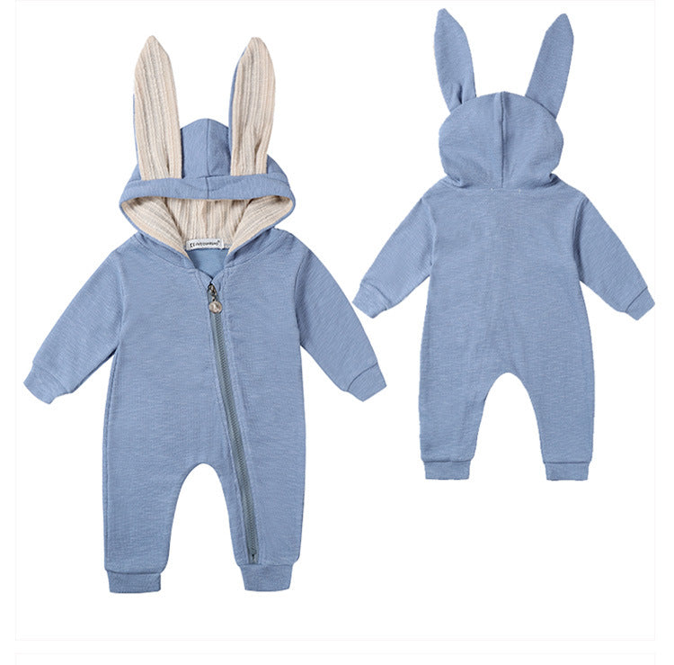 Big ears bunny one-piece l hooded zipper romper romper
