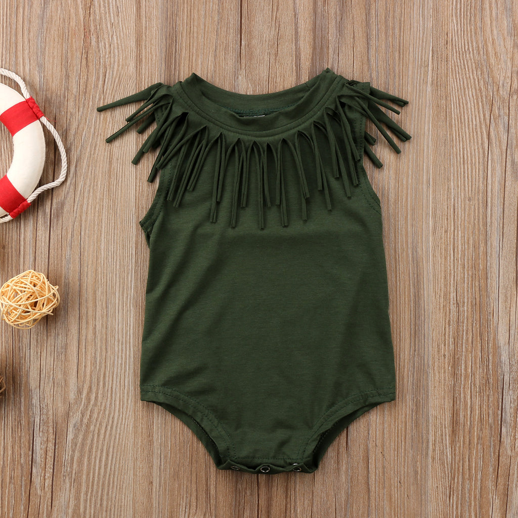 Izabella Tassel Romper | Baby Girls Boy Tassel Kid Summer Cotton Tassel Romper Sleeveless Jumpsuit Clothes Outfits